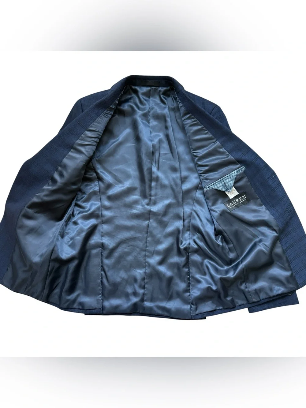 Lauren Ralph Lauren Boy’s Navy Windowpane Sport Coat Blazer 14R Tailored Stretch